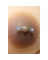 Paire de cache-tétons piercing barre faux diamant peau métisse 