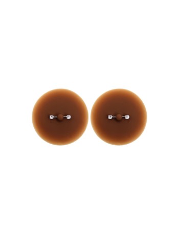 Paire de cache-tétons piercing barre faux diamant peau foncée 