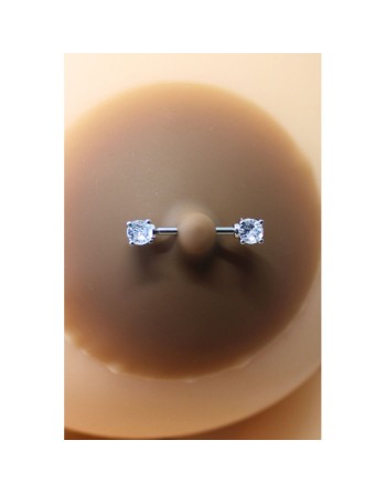 Paire de cache-tétons piercing barre faux diamant peau foncée 