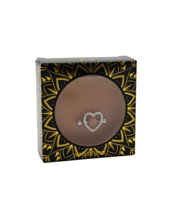 Paire de cache-tétons piercing barre coeur faux diamant peau métisse 