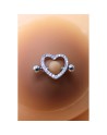 Paire de cache-tétons piercing barre coeur faux diamant peau métisse 