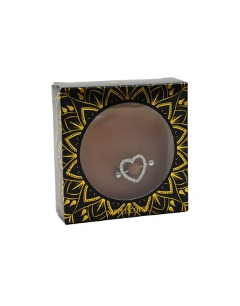 Paire de cache-tétons piercing barre coeur faux diamant peau foncée 