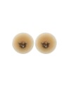 Paire de cache-tétons ornés d’un piercing barre en demi-anneau avec strass, pour peau claire. 