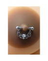 Paire de cache-tétons piercing barre demi-anneau faux diamant peau foncée 