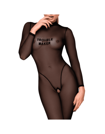F387 Catsuit transparent noir
