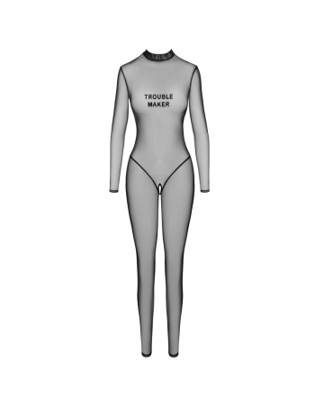 F387 Catsuit transparent noir