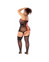 Combinaison intégrale grande taille en résille noire à motif serpent - Mapalé