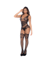 Combinaison noire en résille avec strass 
