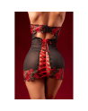 Babydoll sexy à armatures Mapalé broderie roses et string 