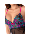 Babydoll noir en maille transparente avec sequins brodés – Mapalé