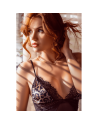 Babydoll noir en maille transparente avec dentelle imprimé animal – Mapalé