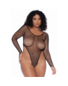 Body grande taille à manches longues échancré noir 