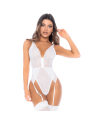 Body blanc avec jarretelles intégrées 