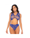 Body en résille bleu avec chaînes dorées - Mapalé