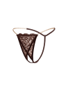 String en dentelle marron ouvert avec chaînes dorées
