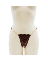 String en dentelle marron ouvert avec chaînes dorées