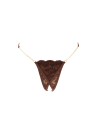 String en dentelle marron ouvert avec chaînes dorées