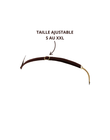 String en dentelle marron ouvert avec chaînes dorées