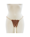 String en dentelle taupe ouvert avec chaînes dorées