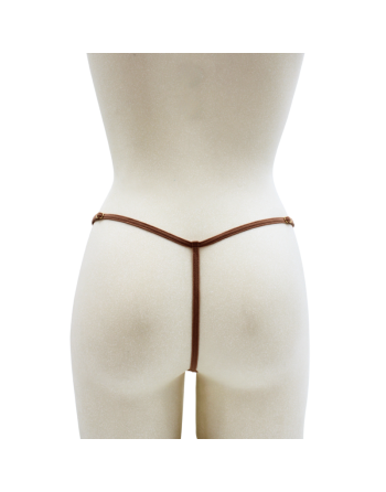 String en dentelle taupe ouvert avec chaînes dorées
