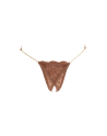 String en dentelle taupe ouvert avec chaînes dorées
