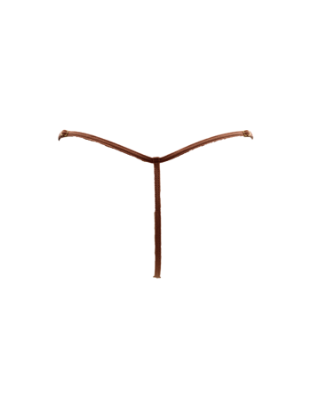 String en dentelle taupe ouvert avec chaînes dorées