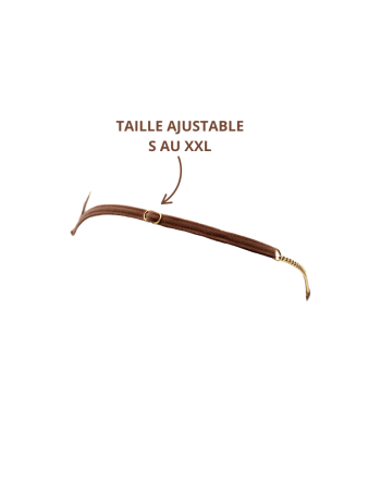 String en dentelle taupe ouvert avec chaînes dorées