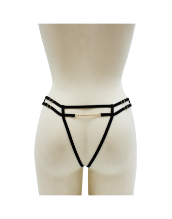 String noir avec bijou couleur aléatoire et chaîne dorée