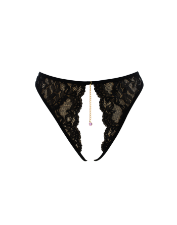 String noir avec bijou couleur aléatoire et chaîne dorée