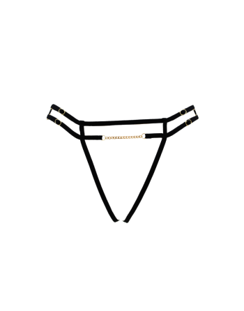 String noir avec bijou couleur aléatoire et chaîne dorée