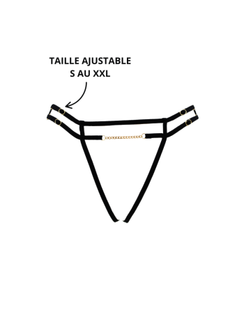String noir avec bijou couleur aléatoire et chaîne dorée