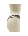 String gris avec bijou couleur aléatoire et chaîne dorée