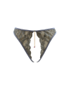 String gris avec bijou couleur aléatoire et chaîne dorée