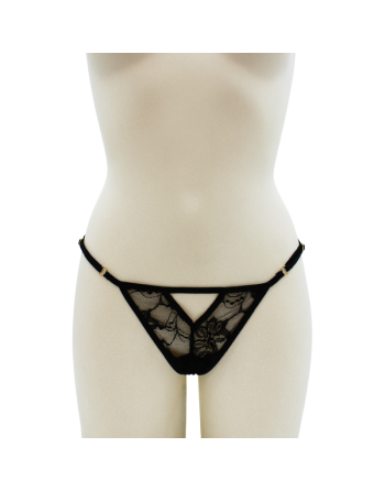 String noir avec bijou perle  strass dorés
