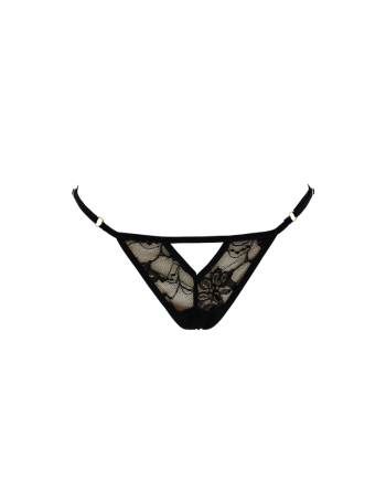 String noir avec bijou perle  strass dorés