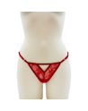 String rouge avec bijou perle  strass dorés