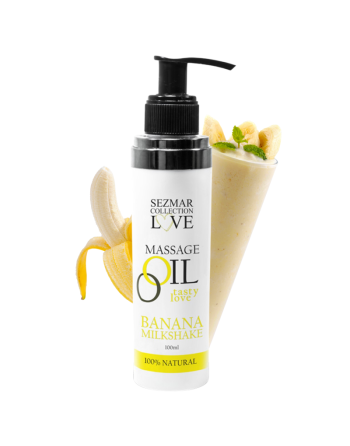 Huile de massage comestible milkshake banane 100ml 100% naturelle 