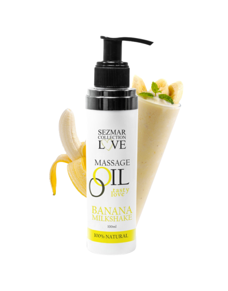 Huile de massage comestible milkshake banane 100ml 100% naturelle 