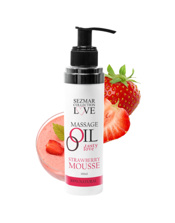 Huile de massage comestible mousse de fraise 100ml 100% naturelle 
