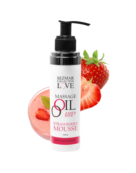 Huile de massage comestible mousse de fraise 100ml 100% naturelle 