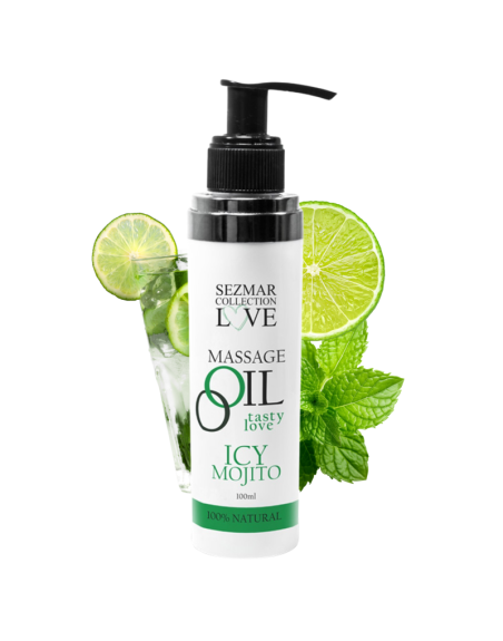 Huile de massage comestible mojito menthe 100ml 100% naturelle 