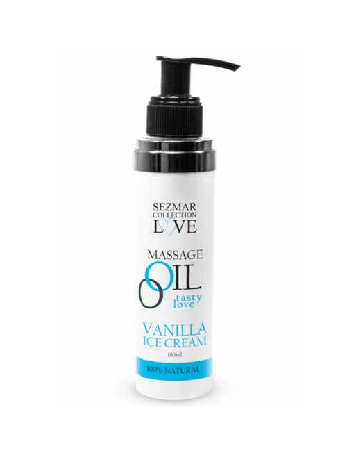 Huile de massage comestible Vanille glacée 100ml 100% naturelle 