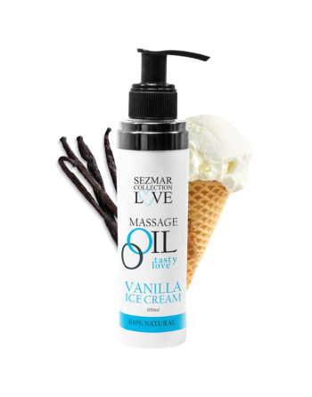 Huile de massage comestible Vanille glacée 100ml 100% naturelle 