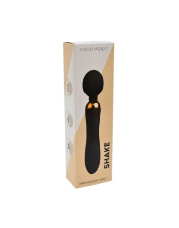 SHAKE Noir, Vibromasseur Wand USB en silicone médical avec 2 puissants moteurs indépendants