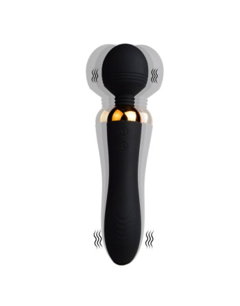 SHAKE Noir, Vibromasseur Wand USB en silicone médical avec 2 puissants moteurs indépendants