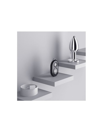 Plug vibrant acier inoxydable anal taille M avec télécommande, USB BOOTY