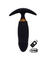 PEACH, Plug Vibrant noir long USB avec télécommande, dans un silicone médical doux et lisse