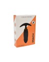 PEACH, Plug Vibrant noir long USB avec télécommande, dans un silicone médical doux et lisse