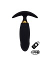 PEACH, Plug Vibrant noir long USB avec télécommande, dans un silicone médical doux et lisse