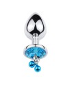 Plug bijou aluminium bleu avec clochettes Taille M JINGLE 